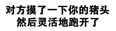 对方摸了一下你的猪头然后灵活地跑开了